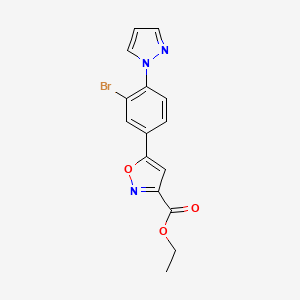 molecular formula C15H12BrN3O3 B15336282 Ethyl 5-[3-Bromo-4-(1-pyrazolyl)phenyl]isoxazole-3-carboxylate 