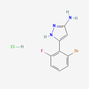 molecular formula C9H8BrClFN3 B15336298 3-Amino-5-(2-bromo-6-fluorophenyl)pyrazole Hydrochloride 