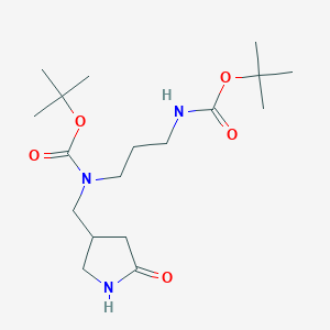 molecular formula C18H33N3O5 B15336505 4-[[Boc[3-(Boc-amino)propyl]amino]methyl]-2-pyrrolidinone 