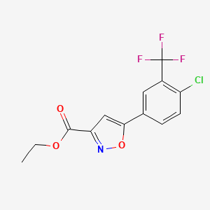 molecular formula C13H9ClF3NO3 B15336522 Ethyl 5-(4-chloro-3-(trifluoromethyl)phenyl)isoxazole-3-carboxylate 