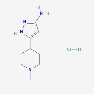 molecular formula C9H17ClN4 B15336623 3-Amino-5-(1-methyl-4-piperidyl)pyrazole Hydrochloride 