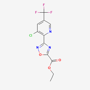 molecular formula C11H7ClF3N3O3 B15336916 Ethyl 3-[3-Chloro-5-(trifluoromethyl)-2-pyridyl]-1,2,4-oxadiazole-5-carboxylate 