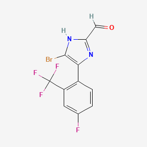 molecular formula C11H5BrF4N2O B15337005 5-Bromo-4-[4-fluoro-2-(trifluoromethyl)phenyl]imidazole-2-carbaldehyde 