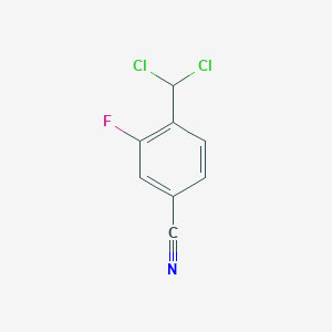 molecular formula C8H4Cl2FN B15337105 4-(Dichloromethyl)-3-fluorobenzonitrile 