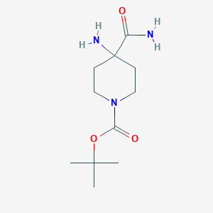 molecular formula C11H21N3O3 B153374 叔丁基 4-氨基-4-氨基甲酰基哌啶-1-羧酸酯 CAS No. 288154-18-7