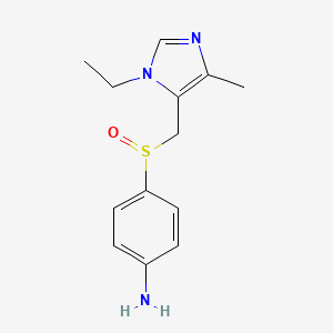 molecular formula C13H17N3OS B15337536 4-[[(1-Ethyl-4-methyl-5-imidazolyl)methyl]sulfinyl]aniline 