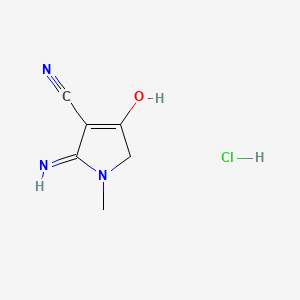 molecular formula C6H8ClN3O B15337593 2-Amino-1-methyl-4-oxo-4,5-dihydro-1H-pyrrole-3-carbonitrile Hydrochloride 