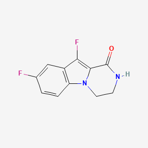 molecular formula C11H8F2N2O B15337659 8,10-Difluoro-3,4-dihydropyrazino[1,2-a]indol-1(2H)-one 