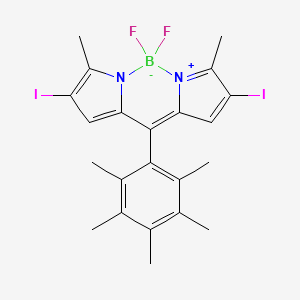 molecular formula C22H23BF2I2N2 B15337751 2,2-difluoro-5,11-diiodo-4,12-dimethyl-8-(2,3,4,5,6-pentamethylphenyl)-3-aza-1-azonia-2-boranuidatricyclo[7.3.0.03,7]dodeca-1(12),4,6,8,10-pentaene 