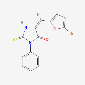 (5E)-5-[(5-bromo-2-furyl)methylene]-2-mercapto-3-phenyl-3,5-dihydro-4H-imidazol-4-one