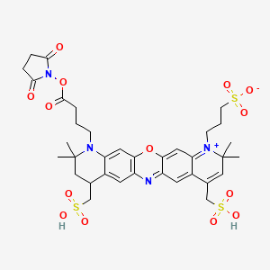 3-[20-[4-(2,5-dioxopyrrolidin-1-yl)oxy-4-oxobutyl]-7,7,19,19-tetramethyl-9,17-bis(sulfomethyl)-2-oxa-13,20-diaza-6-azoniapentacyclo[12.8.0.03,12.05,10.016,21]docosa-1(14),3,5,8,10,12,15,21-octaen-6-yl]propane-1-sulfonate