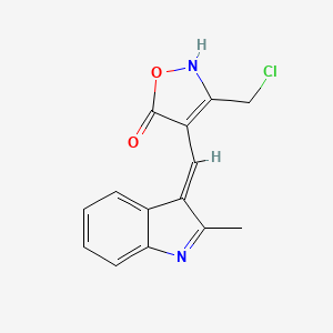 molecular formula C14H11ClN2O2 B15338049 3-(Chloromethyl)-4-((2-methyl-1H-indol-3-yl)methylene)isoxazol-5(4H)-one 