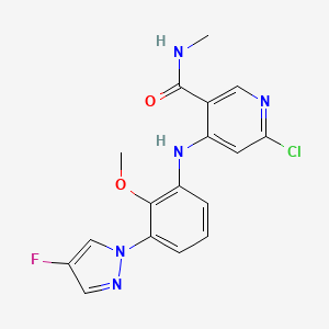 molecular formula C17H15ClFN5O2 B15338114 6-Chloro-4-[[3-(4-fluoro-1-pyrazolyl)-2-methoxyphenyl]amino]-N-methylnicotinamide 