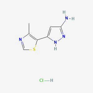 molecular formula C7H9ClN4S B15338144 3-Amino-5-(4-methyl-5-thiazolyl)pyrazole Hydrochloride 