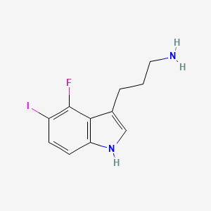 molecular formula C11H12FIN2 B15338258 3-(4-Fluoro-5-iodo-3-indolyl)-1-propanamine 