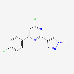 molecular formula C14H10Cl2N4 B15338383 4-Chloro-6-(4-chlorophenyl)-2-(1-methylpyrazol-4-yl)pyrimidine 