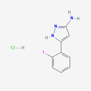 molecular formula C9H9ClIN3 B15338392 3-Amino-5-(2-iodophenyl)pyrazole Hydrochloride 