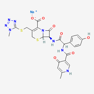 sodium;(6R,7R)-7-[[2-(4-hydroxyphenyl)-2-[(6-methyl-4-oxo-1H-pyridine-3-carbonyl)amino]acetyl]amino]-3-[(1-methyltetrazol-5-yl)sulfanylmethyl]-8-oxo-5-thia-1-azabicyclo[4.2.0]oct-2-ene-2-carboxylate