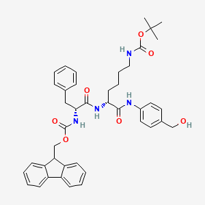 molecular formula C42H48N4O7 B15338477 tert-Butyl ((R)-5-((R)-2-((((9H-fluoren-9-yl)methoxy)carbonyl)amino)-3-phenylpropanamido)-6-((4-(hydroxymethyl)phenyl)amino)-6-oxohexyl)carbamate 