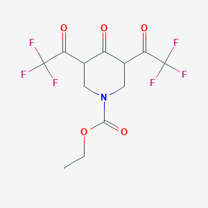 molecular formula C12H11F6NO5 B15338650 1-Carbethoxy-3,5-bis(trifluoroacetyl)-4-piperidon 