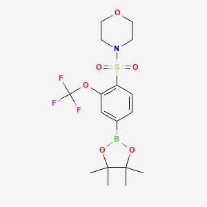 molecular formula C17H23BF3NO6S B15338709 4-((4-(4,4,5,5-Tetramethyl-1,3,2-dioxaborolan-2-yl)-2-(trifluoromethoxy)phenyl)sulfonyl)morpholine 