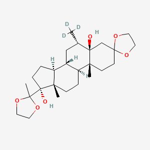 molecular formula C26H42O6 B15338737 5b,17-Dihydroxy-6a-methylpregnane-3,20-dione-3,20-bis(ethyleneketal)-d3 