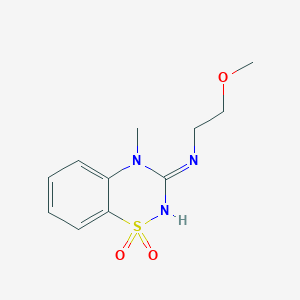 molecular formula C11H15N3O3S B15338946 3-[(2-Methoxyethyl)amino]-4-methyl-4H-1,2,4-benzothiadiazin-1,1-dioxide 