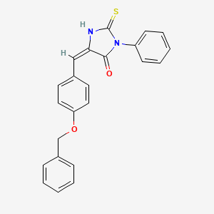 molecular formula C23H18N2O2S B15338951 (5E)-5-[4-(benzyloxy)benzylidene]-2-mercapto-3-phenyl-3,5-dihydro-4H-imidazol-4-one 