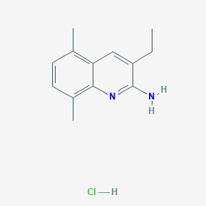 molecular formula C13H17ClN2 B15339075 2-Amino-5,8-dimethyl-3-ethylquinoline hydrochloride CAS No. 1172315-99-9