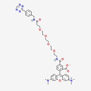 molecular formula C45H50N8O9 B15339169 5-((1-(4-(1,2,4,5-Tetrazin-3-yl)phenyl)-3-oxo-6,9,12,15-tetraoxa-2-azaheptadecan-17-yl)carbamoyl)-2-(3,6-bis(dimethylamino)xanthylium-9-yl)benzoate 