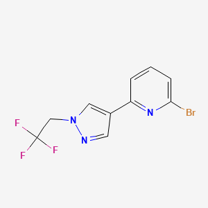 molecular formula C10H7BrF3N3 B15339421 2-Bromo-6-(1-(2,2,2-trifluoroethyl)-1H-pyrazol-4-yl)pyridine 