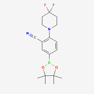 molecular formula C18H23BF2N2O2 B15339500 2-(4,4-Difluoropiperidin-1-yl)-5-(4,4,5,5-tetramethyl-1,3,2-dioxaborolan-2-yl)benzonitrile 