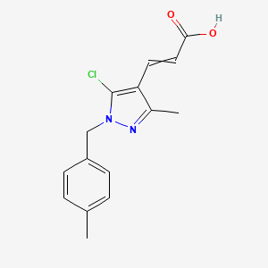 molecular formula C15H15ClN2O2 B15339652 3-[5-chloro-3-methyl-1-(4-methylbenzyl)-1H-pyrazol-4-yl]acrylic acid 