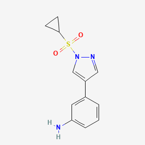 molecular formula C12H13N3O2S B15339660 3-(1-Cyclopropanesulfonyl-1H-pyrazol-4-yl)-phenylamine 