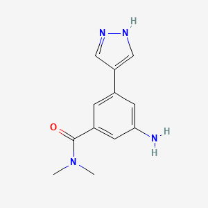 molecular formula C12H14N4O B15339713 3-Amino-N,N-dimethyl-5-(1H-pyrazol-4-yl)benzamide 