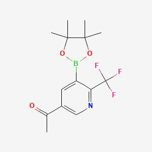 molecular formula C14H17BF3NO3 B15339734 1-(5-(4,4,5,5-Tetramethyl-1,3,2-dioxaborolan-2-yl)-6-(trifluoromethyl)pyridin-3-yl)ethan-1-one 