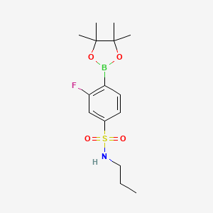 molecular formula C15H23BFNO4S B15339762 3-Fluoro-N-propyl-4-(4,4,5,5-tetramethyl-[1,3,2]dioxaborolan-2-yl)-benzenesulfonamide 