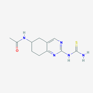 molecular formula C11H15N5OS B15339836 6-Acetylamino-5,6,7,8-tetrahydro-2-thioureidoquinazoline 