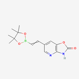 molecular formula C14H17BN2O4 B15339843 6-[2-(4,4,5,5-tetramethyl-1,3,2-dioxaborolan-2-yl)ethenyl]-3H-[1,3]oxazolo[4,5-b]pyridin-2-one 