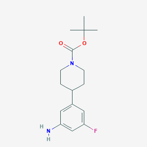 molecular formula C16H23FN2O2 B15339894 tert-Butyl 4-(3-amino-5-fluorophenyl)piperidine-1-carboxylate 