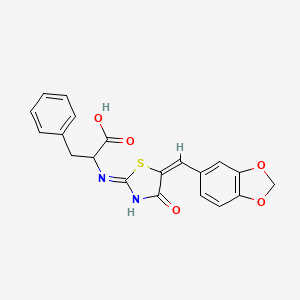 2-({5-[(E)-1,3-benzodioxol-5-ylmethylidene]-4-oxo-4,5-dihydro-1,3-thiazol-2-yl}amino)-3-phenylpropanoic acid