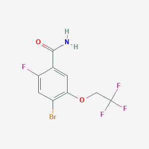 molecular formula C9H6BrF4NO2 B15340084 4-Bromo-2-fluoro-5-(2,2,2-trifluoroethoxy)benzamide 