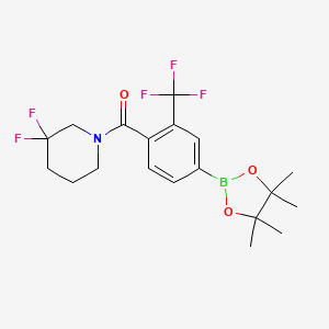 molecular formula C19H23BF5NO3 B15340146 (3,3-Difluoropiperidin-1-yl)-[4-(4,4,5,5-tetramethyl-[1,3,2]dioxaborolan-2-yl)-2-trifluoromethylphenyl]-methanone 