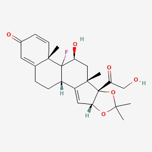 molecular formula C24H29FO6 B15340232 (1S,4R,8S,9S,11S,13S)-12-fluoro-11-hydroxy-8-(2-hydroxyacetyl)-6,6,9,13-tetramethyl-5,7-dioxapentacyclo[10.8.0.02,9.04,8.013,18]icosa-2,14,17-trien-16-one 