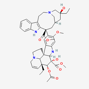 molecular formula C45H56N4O9 B15340307 methyl (1S,9R,10S,11R,12R)-11-acetyloxy-12-ethyl-4-[(13S,15R,17S)-17-ethyl-17-hydroxy-13-methoxycarbonyl-1,11-diazatetracyclo[13.3.1.04,12.05,10]nonadeca-4(12),5,7,9-tetraen-13-yl]-10-hydroxy-5-methoxy-8,16-diazapentacyclo[10.6.1.01,9.02,7.016,19]nonadeca-2,4,6,13-tetraene-10-carboxylate 