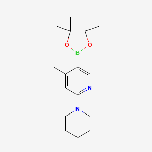 molecular formula C17H27BN2O2 B15340332 4-Methyl-2-(piperidin-1-YL)-5-(4,4,5,5-tetramethyl-1,3,2-dioxaborolan-2-YL)pyridine 