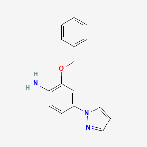 molecular formula C16H15N3O B15340435 2-Benzyloxy-4-pyrazol-1-yl-phenylamine 