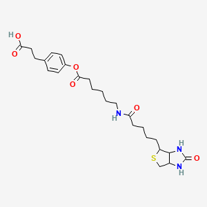 molecular formula C25H35N3O6S B15340635 3-[4-[6-[5-(2-Oxo-1,3,3a,4,6,6a-hexahydrothieno[3,4-d]imidazol-4-yl)pentanoylamino]hexanoyloxy]phenyl]propanoic acid 