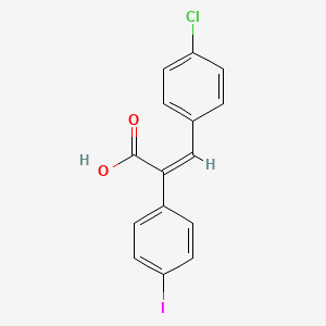 molecular formula C15H10ClIO2 B15340661 3-(4-Chlorophenyl)-2-(4-iodophenyl)acrylic acid 