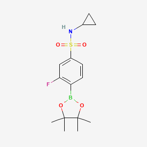 molecular formula C15H21BFNO4S B15340678 N-Cyclopropyl-3-fluoro-4-(4,4,5,5-tetramethyl-[1,3,2]dioxaborolan-2-yl)-benzenesulfonamide 